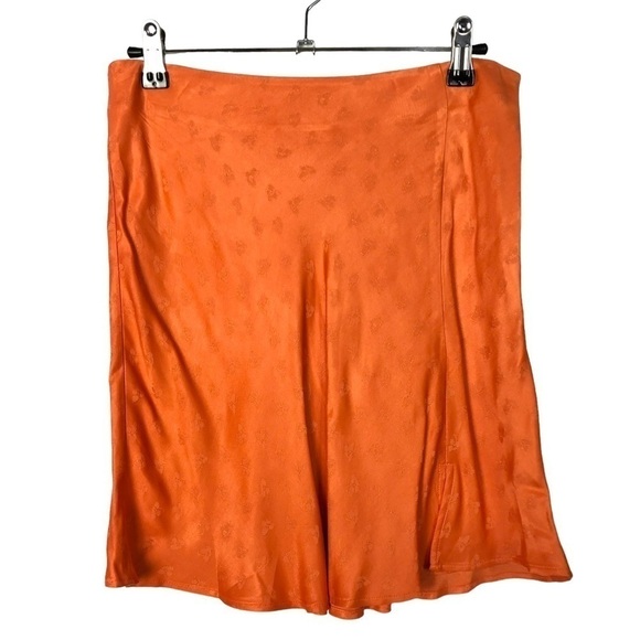 Zara Orange Satin Floral A-line Mini Skirt M - Picture 2 of 4